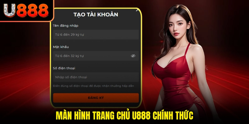 Màn hình trang chủ U888 chính thức